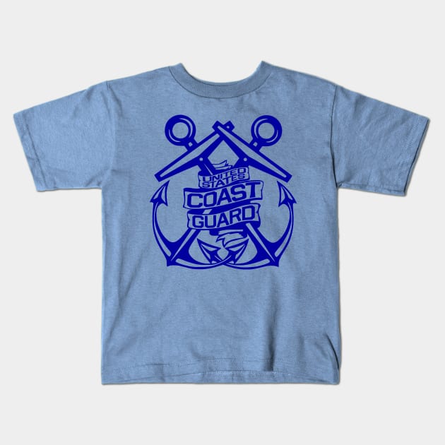 U.S. Coast Guard - Crossed Anchors in Blue Kids T-Shirt by CuteCoCustom